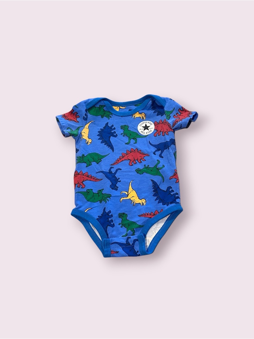 Converse All Star Blue Dinosaur Print Baby One-Piece Size 9 Months